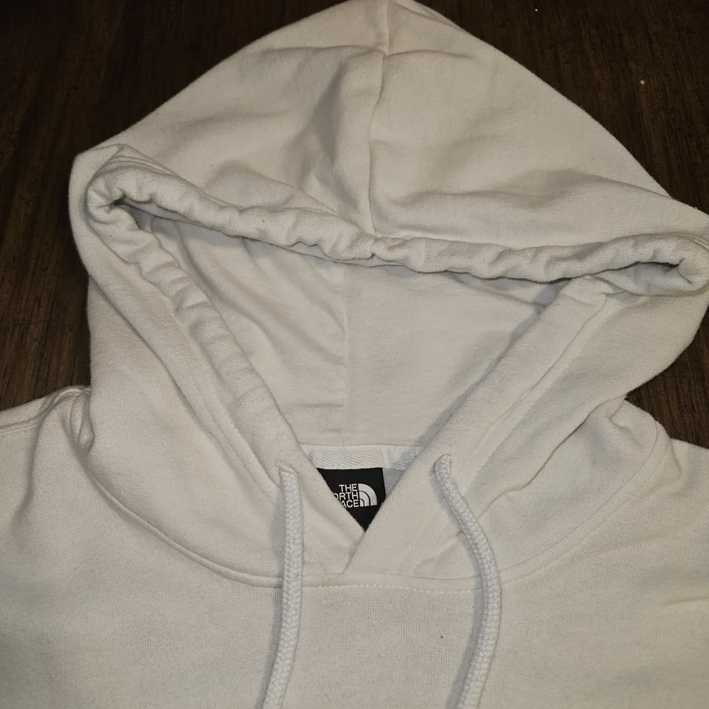 The North Face White Hoodie with Black Logo Size L